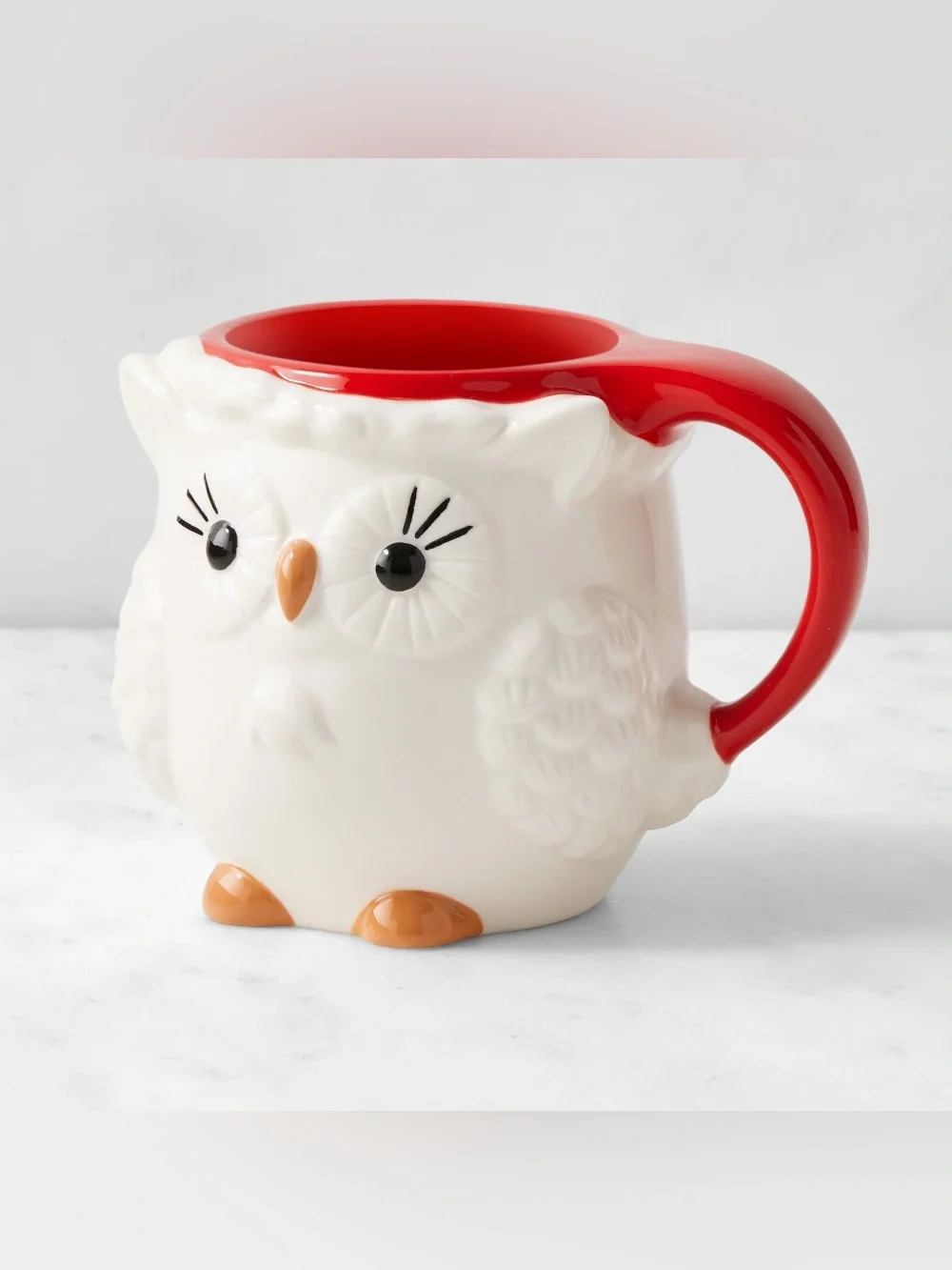 Two Brand New Williams Sonoma Christmas Owl Figural Mugs, 20 oz Each, NWT